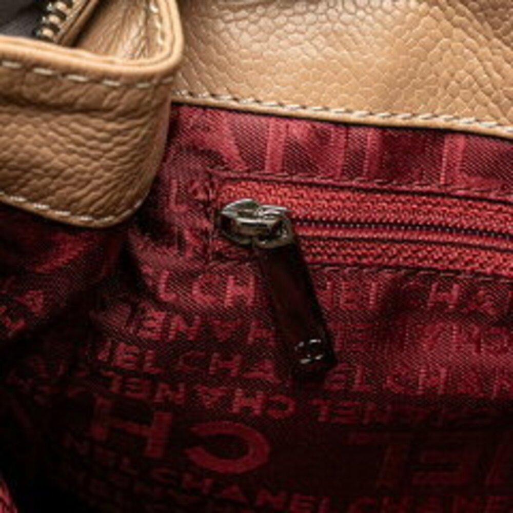 Chanel Chocobar Coco Mark Handbag Beige Tan Leather Caviar Skin - Picture 6 of 10